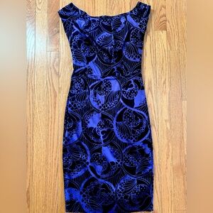 Vintage Sexy Black Purple Wiggle Dress